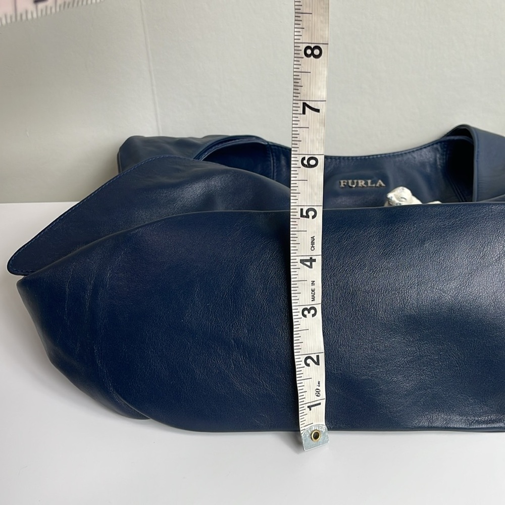 Furla Genuine Leather Hobo Shoulder Bag Navy - Picture 16 of 17
